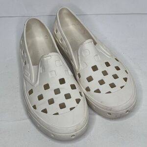 Vans White Slip-On Perforated Rubber Flats